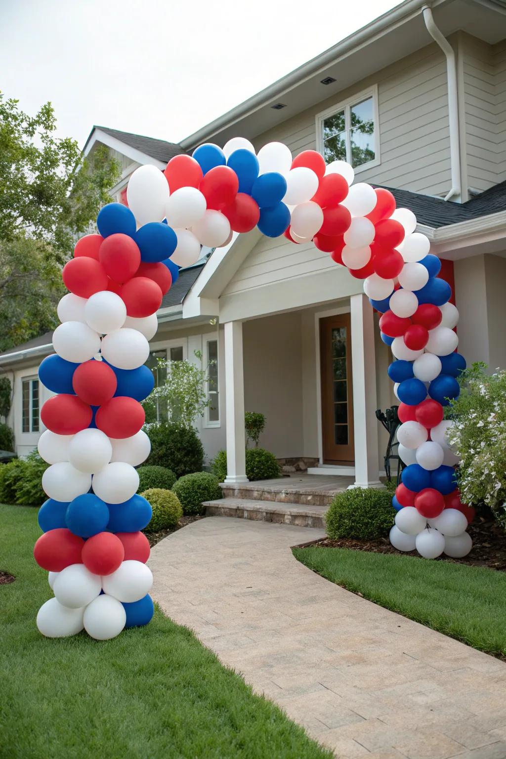 A colorful balloon arch makes for an inviting entrance.