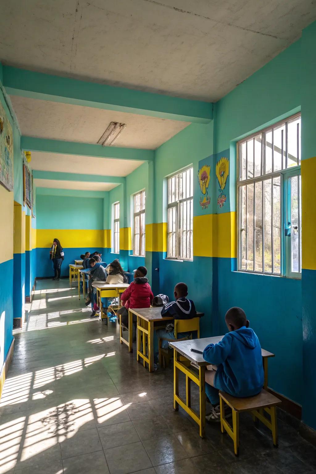 Lively colors inject energy into educational settings.