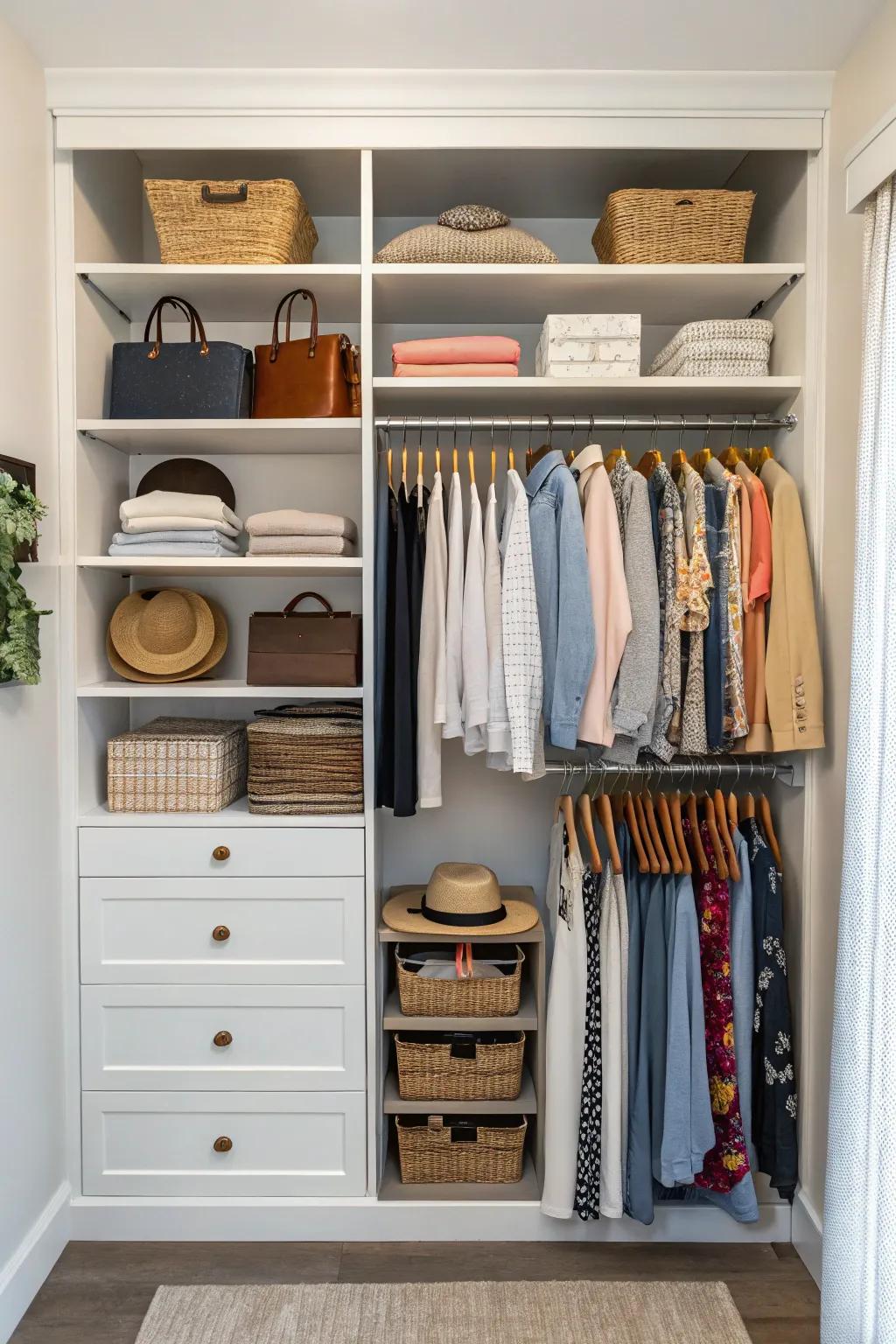 Open shelving provides a clear view and easy access to your favorite pieces.