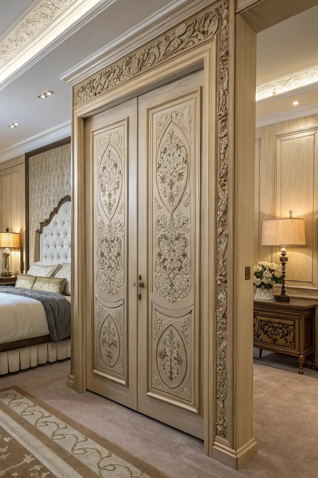 Detailed paneling makes closet doors look timelessly elegant.