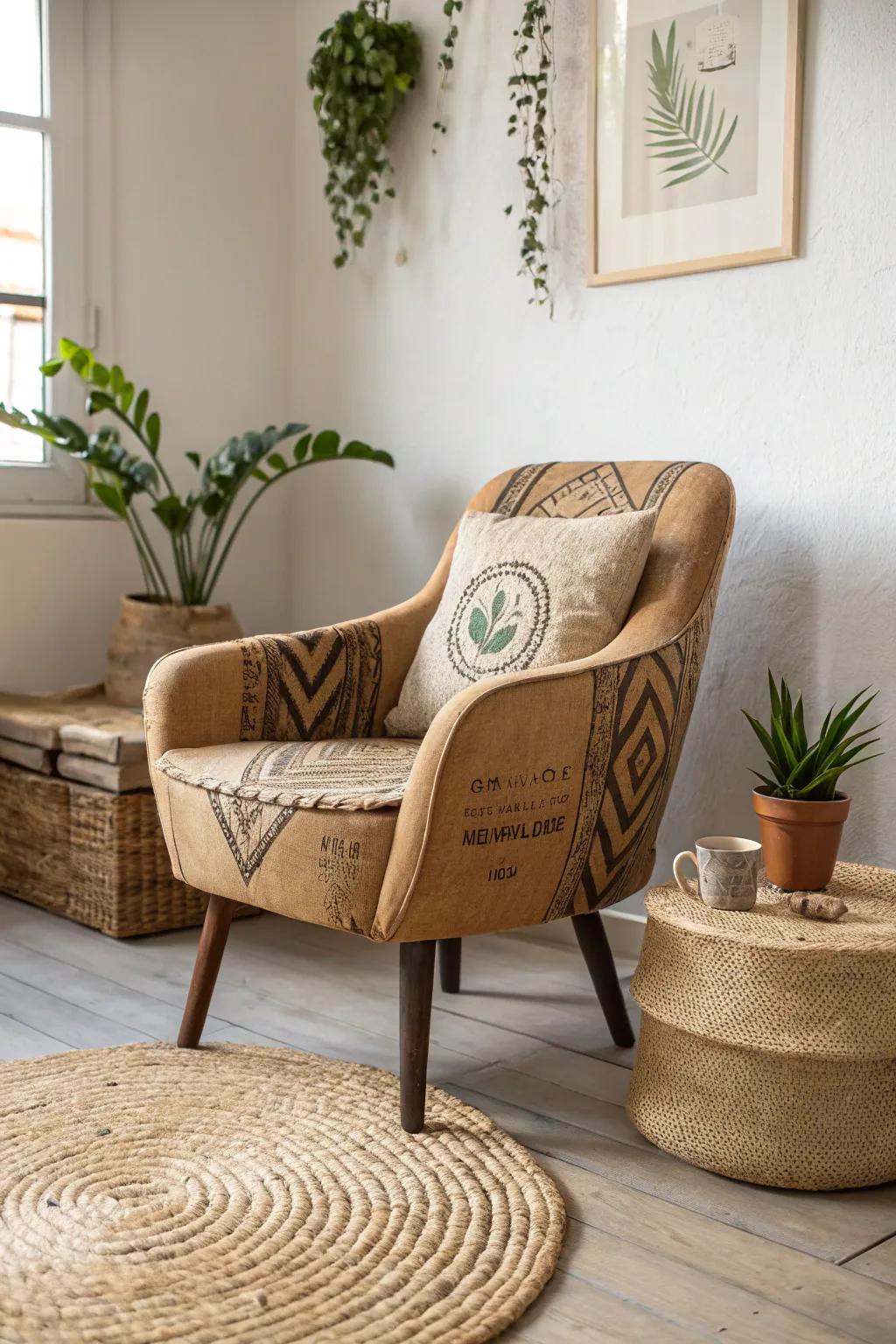 Change up your area with the countryside appeal of coffee bag chair coverings.
