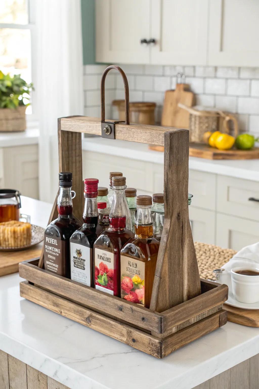 Earthy wooden stand adding warmth and appeal to any kitchen setting.