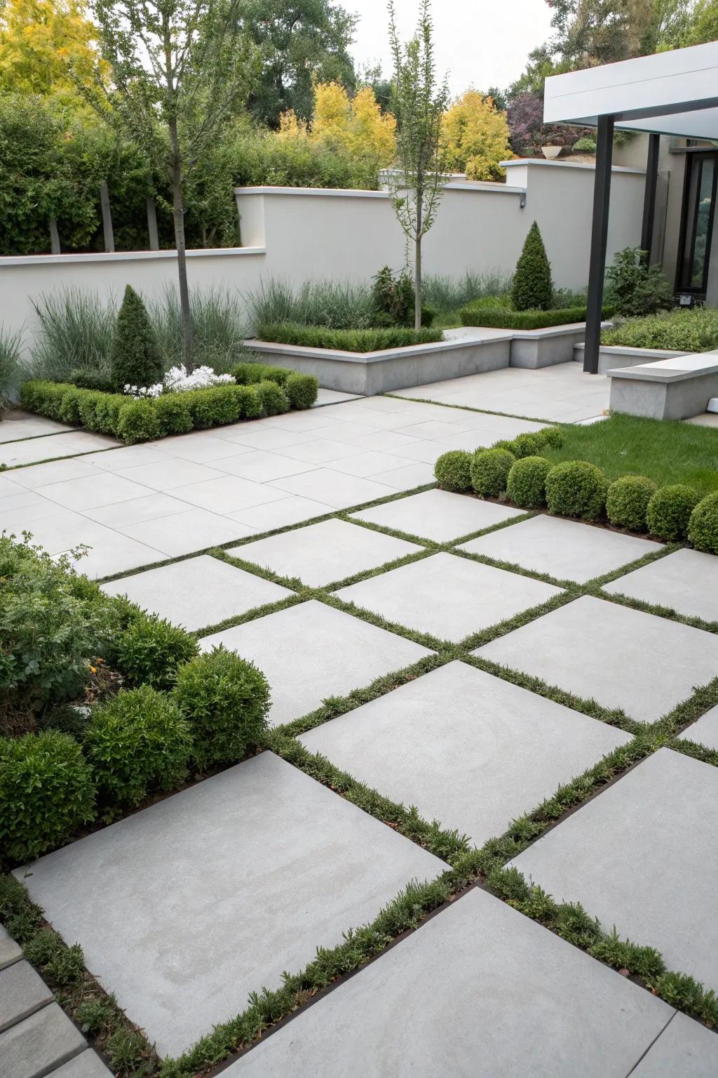 Achieve a sleek design using extended format concrete slabs.