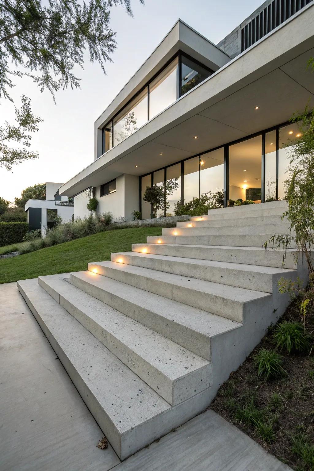Sleek steps create a minimalist entrance.
