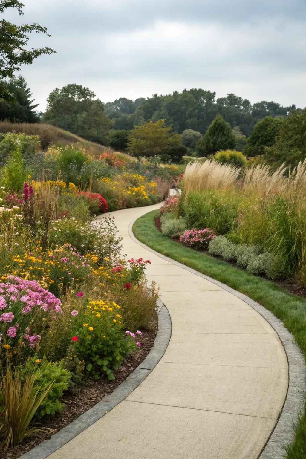 Curved pathways create a harmonious flow in your garden.