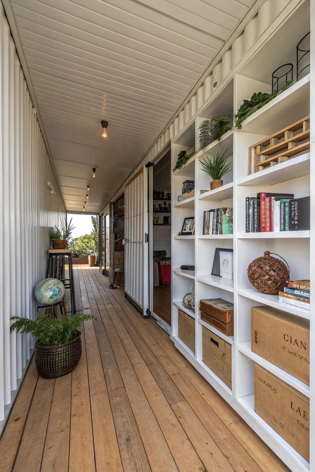 Use vertical shelving to completely transform your container for optimal organization.