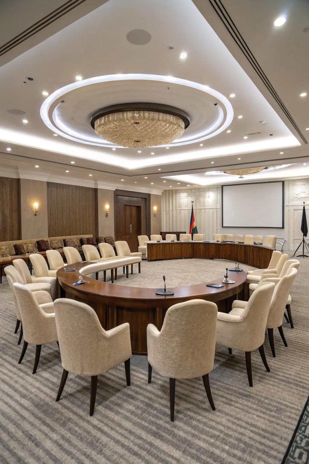 Circular seating encourages both inclusion and lively interaction.