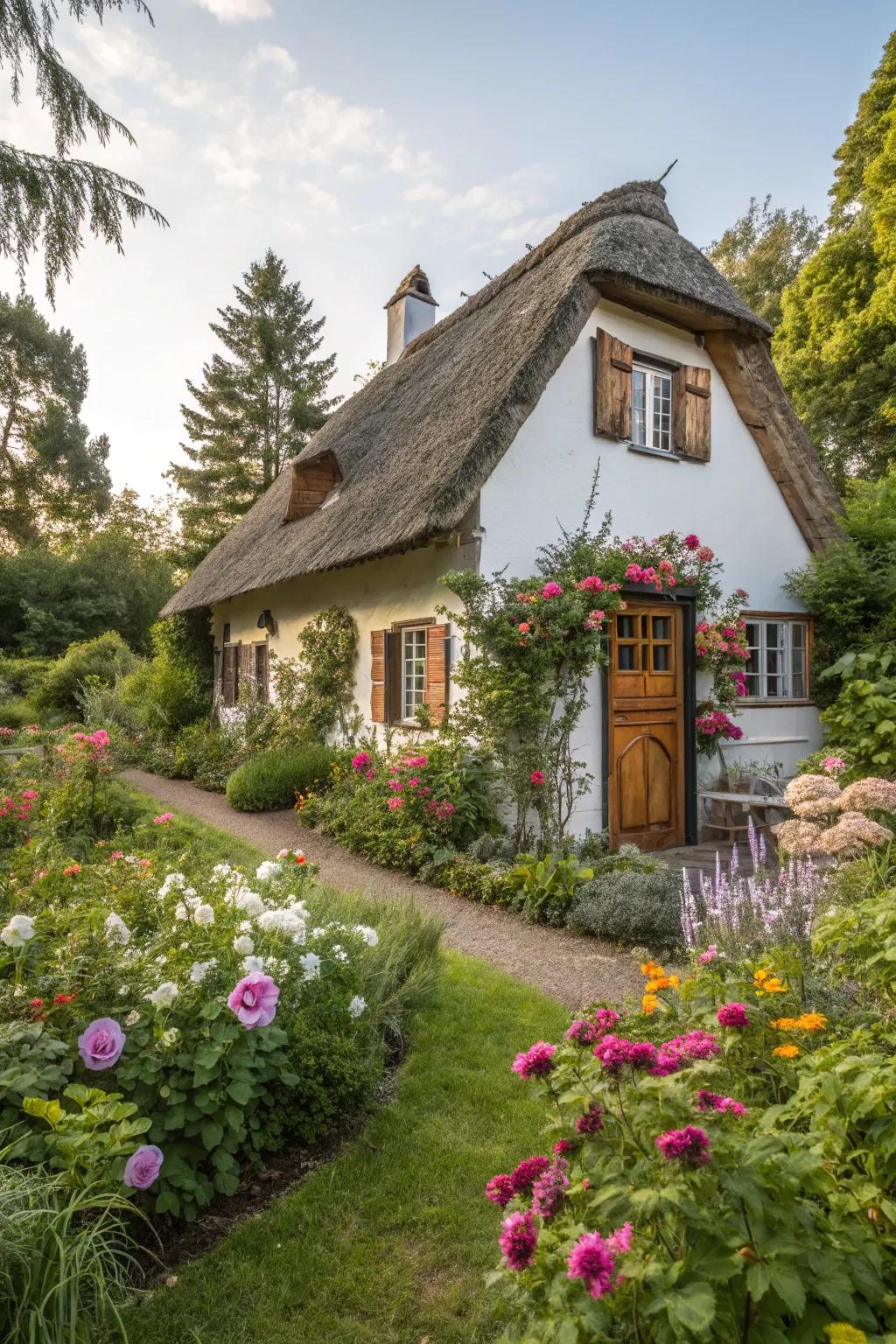 An abundant garden enriches the appeal of any cottage exterior.