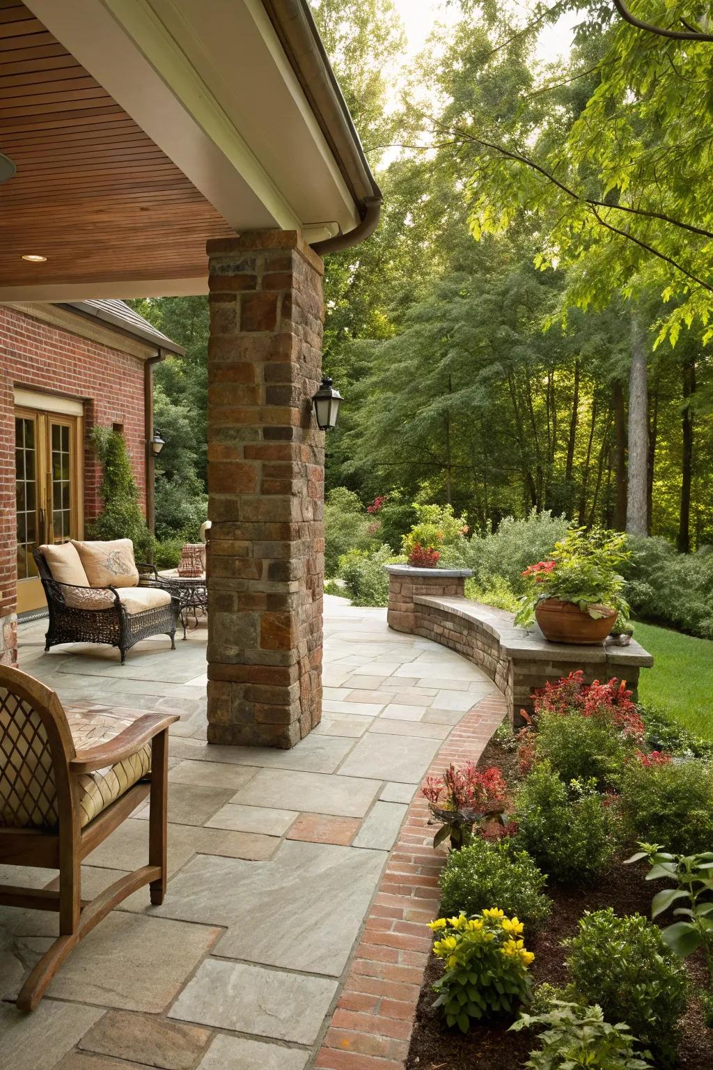 Natural stone and brick give off a classic rustic charm.