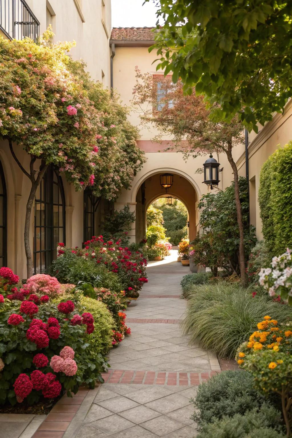 A burst of plants and flowers to freshen your doorway.