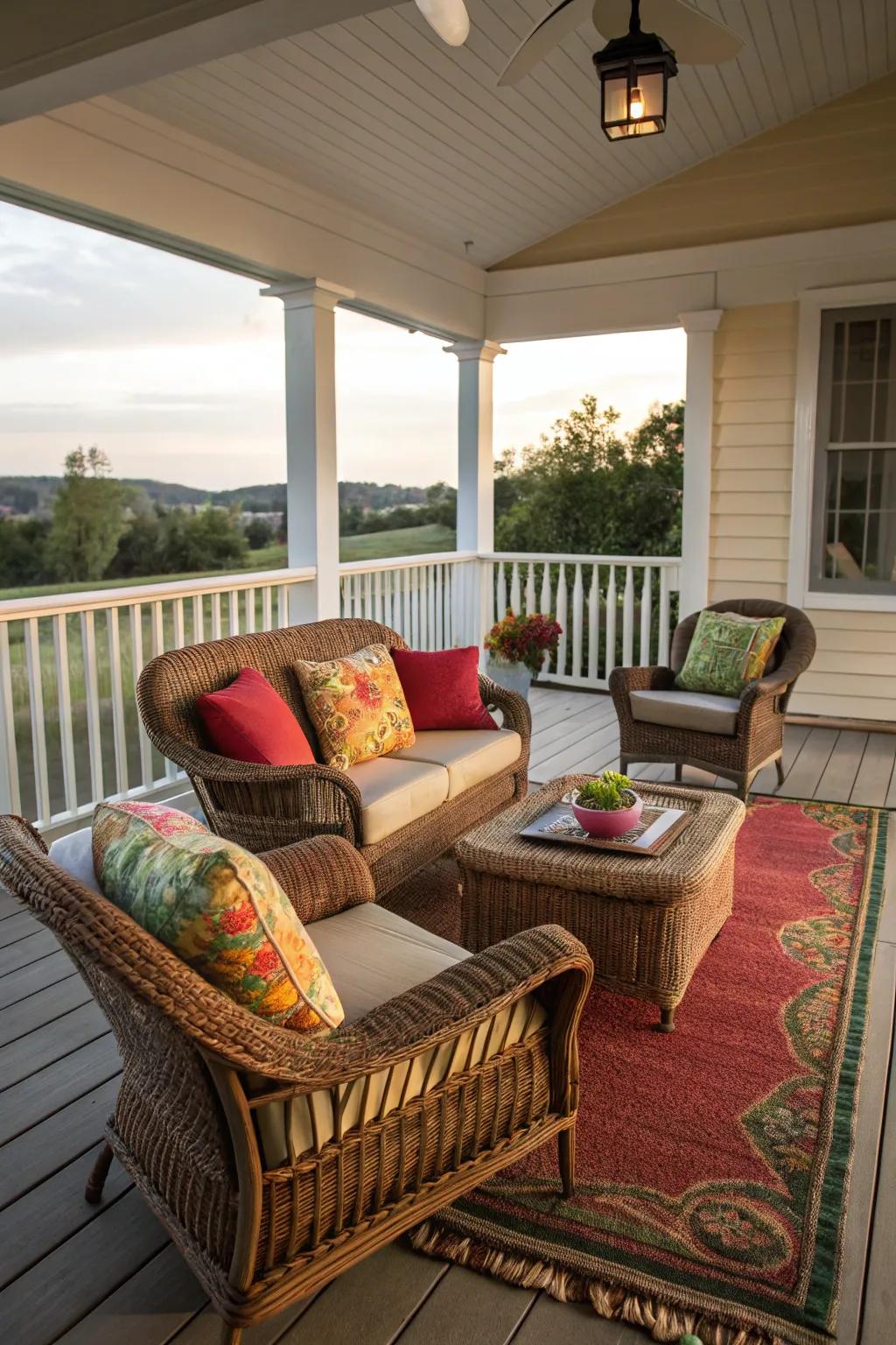 A snug seating arrangement encourages you to rest and de-stress.