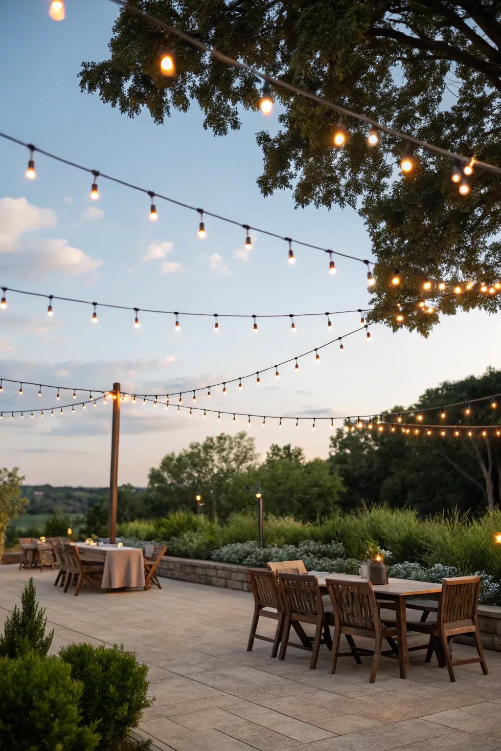 String lights bring a magical feel to any outdoor area.