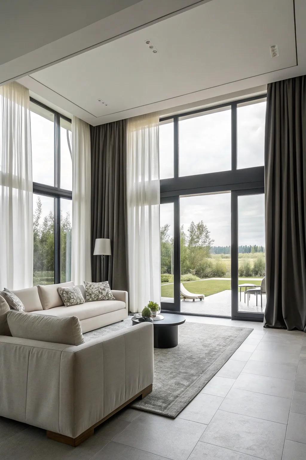 Single-color drapes bring a hint of contemporary sophistication.