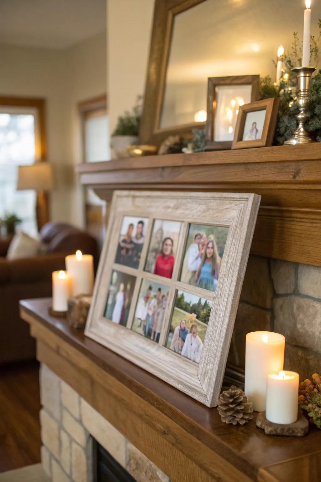 A personalized photo display captures treasured family memories.