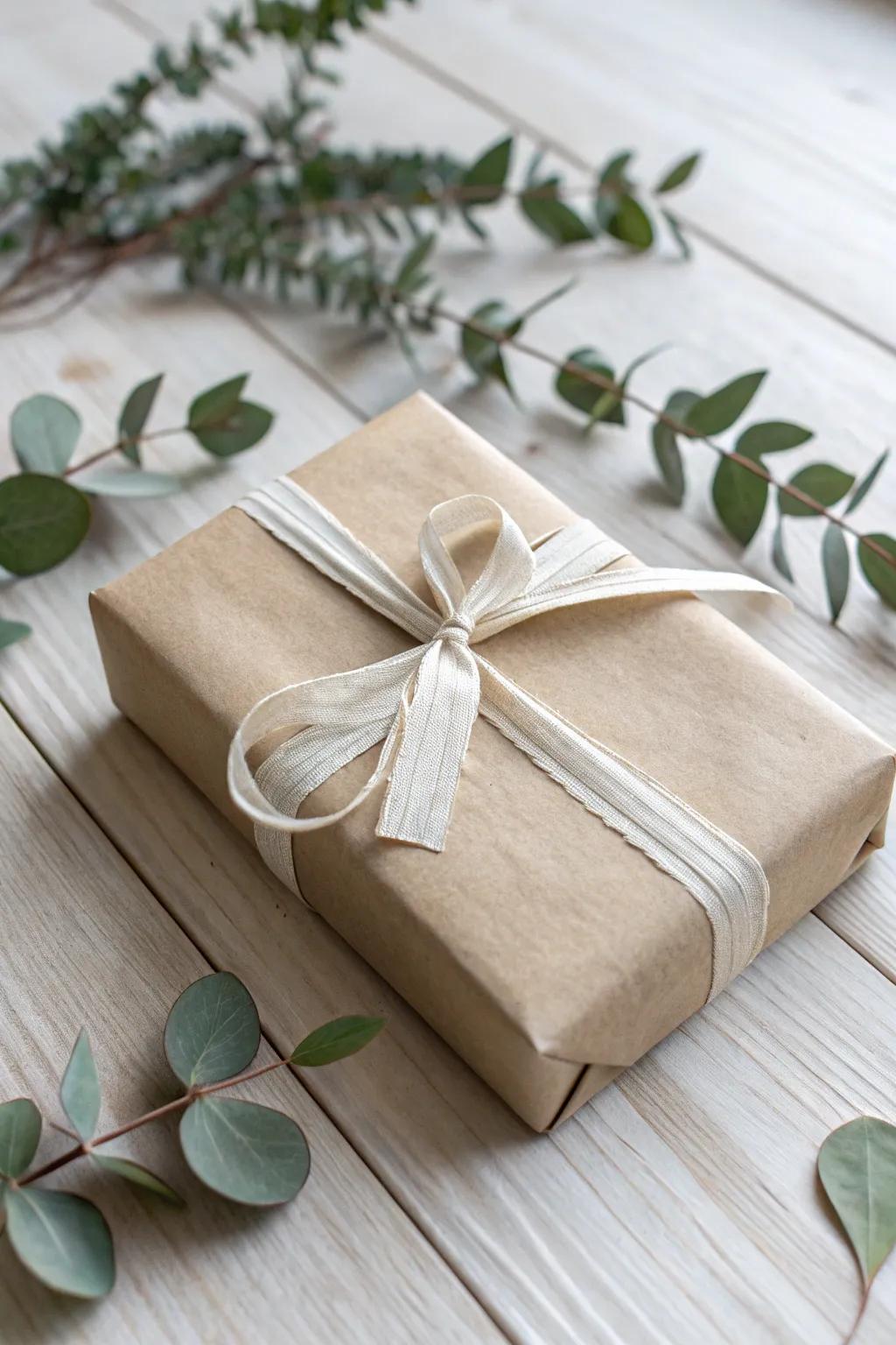 Capture nature's sophistication by incorporating eucalyptus into your gift wrapping.