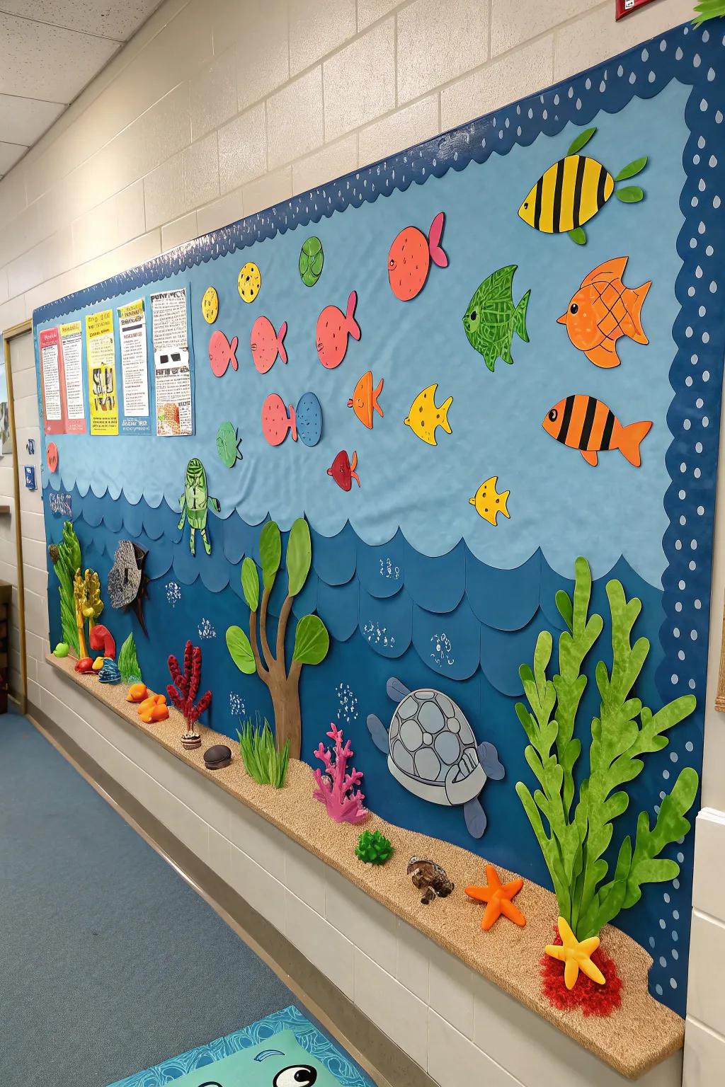 Deep-Sea Discovery bulletin board showcasing vibrant marine life.