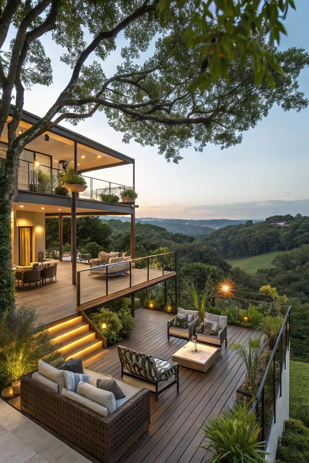 Multilevel decks enhance your outdoor area's dimension and usability.