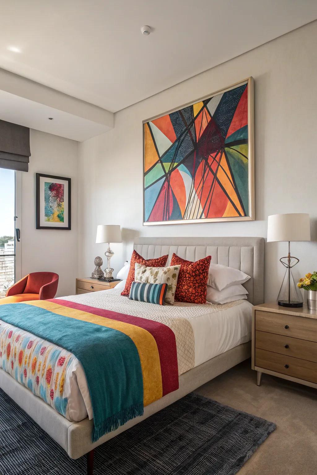 A standout piece of artwork can completely transform the area above your bed.