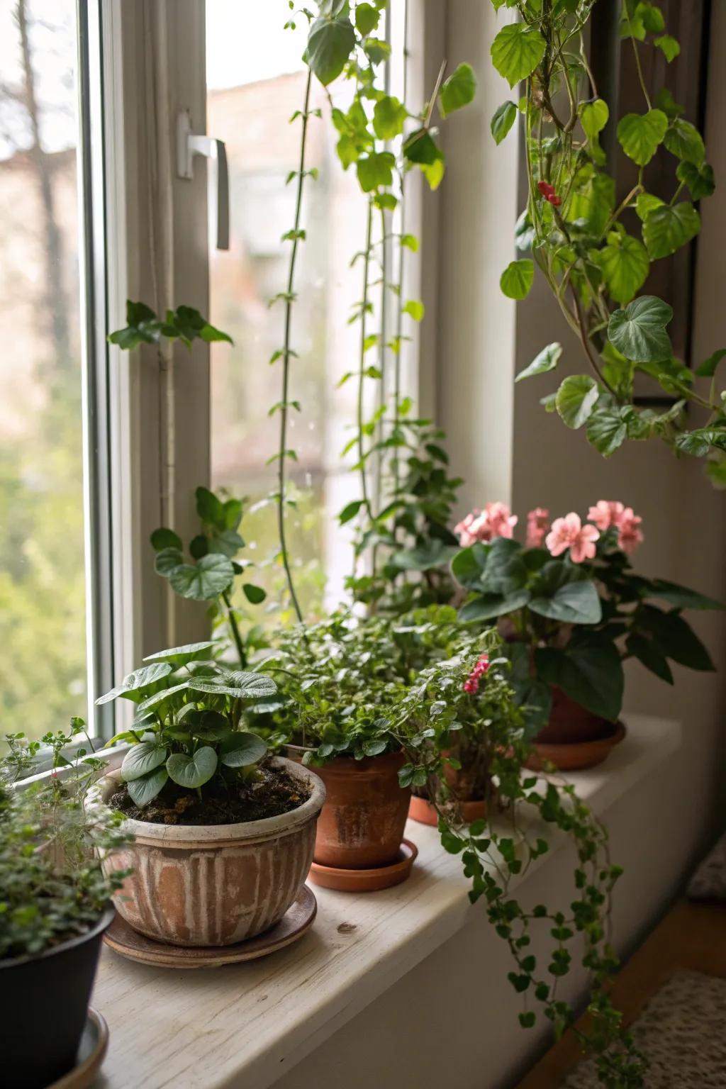 Greenery infuses vitality into your windows, resulting in an energetic and revitalizing ambiance.