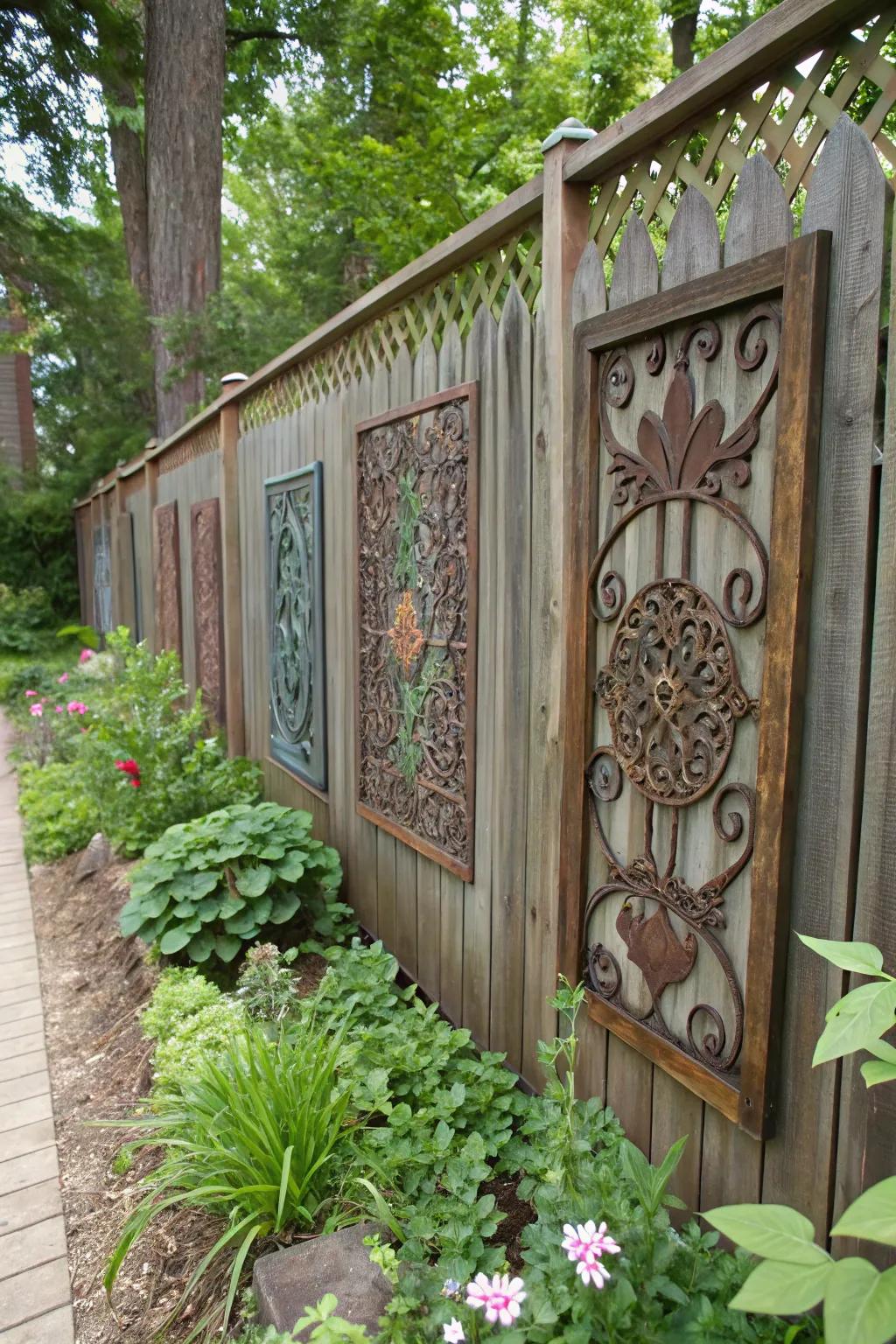 Elegant panels can turn an ordinary fence into an artistic focal point.