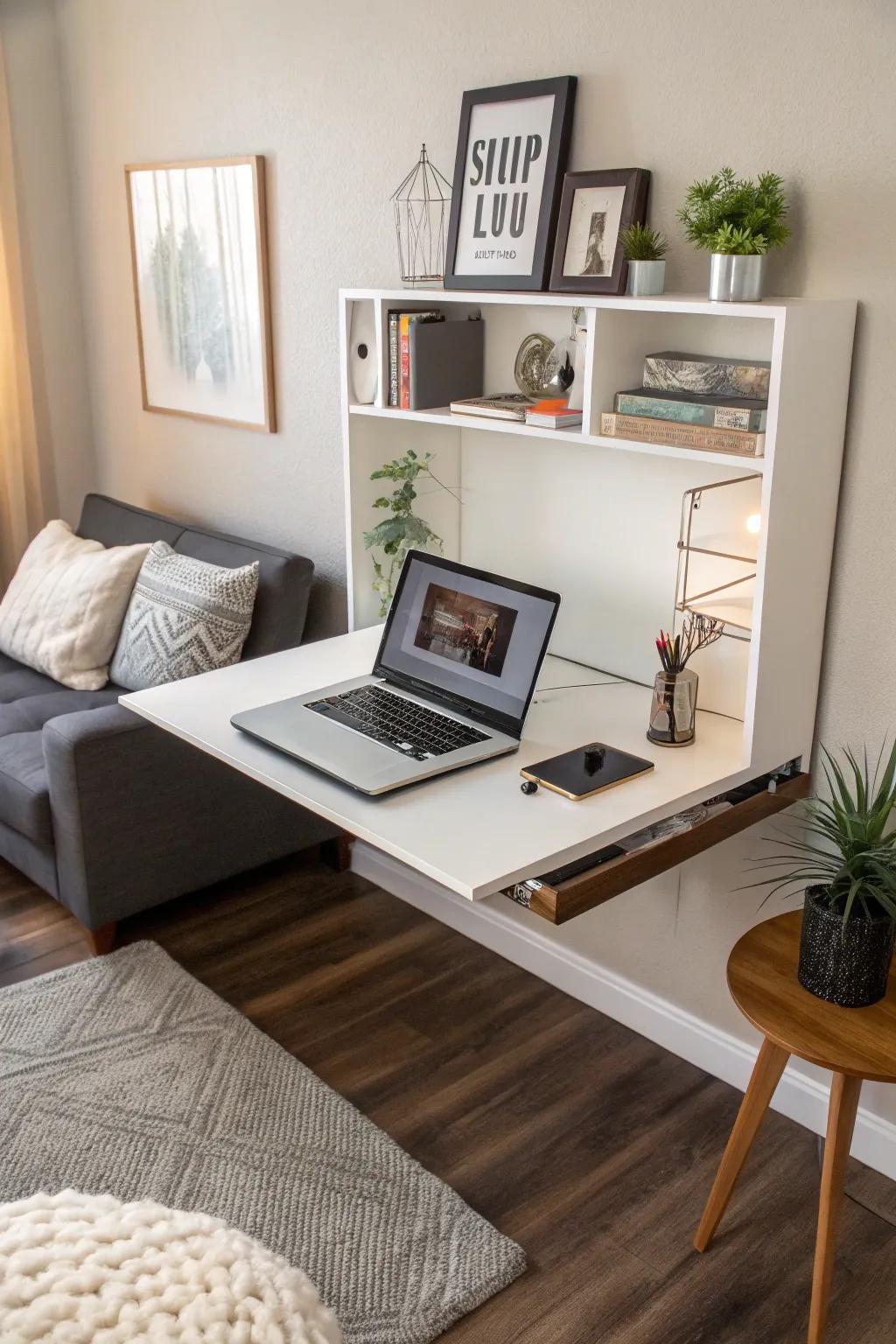 Wall-mounted desks provide more open floor space.