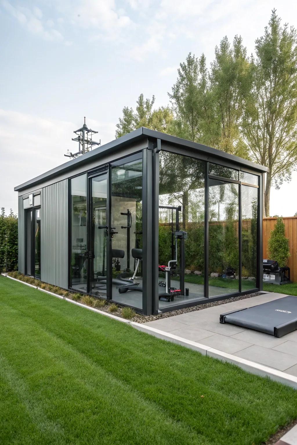 An elegant, isolated gym setup that provides a private and focused workout atmosphere.