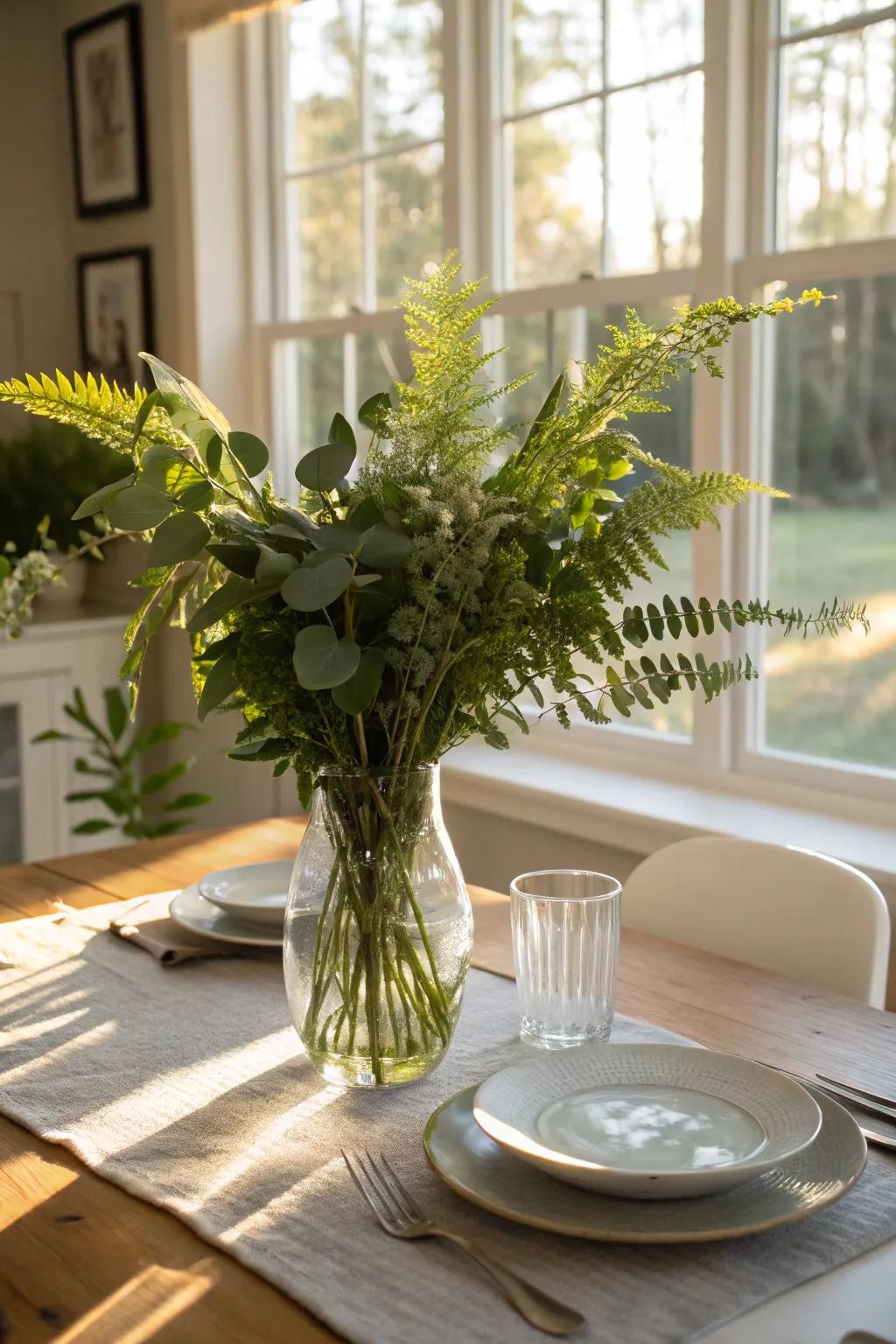 Vibrant vitality: Fresh greenery infuses life into your dining area.