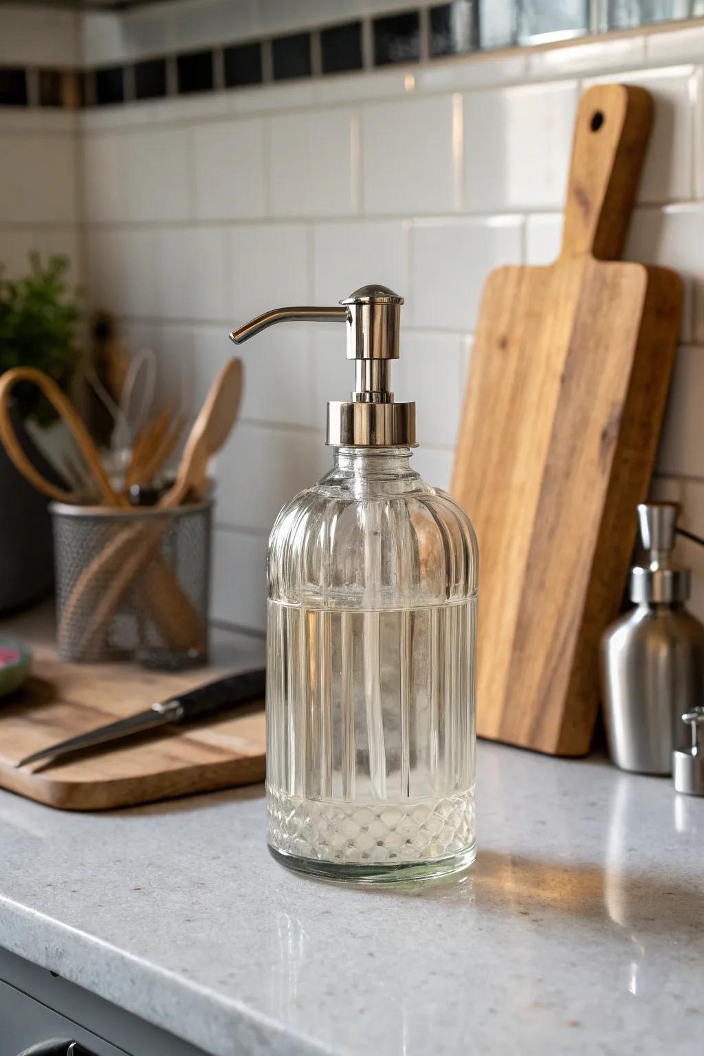Add a dash of refinement with a clear glass soap dispenser.