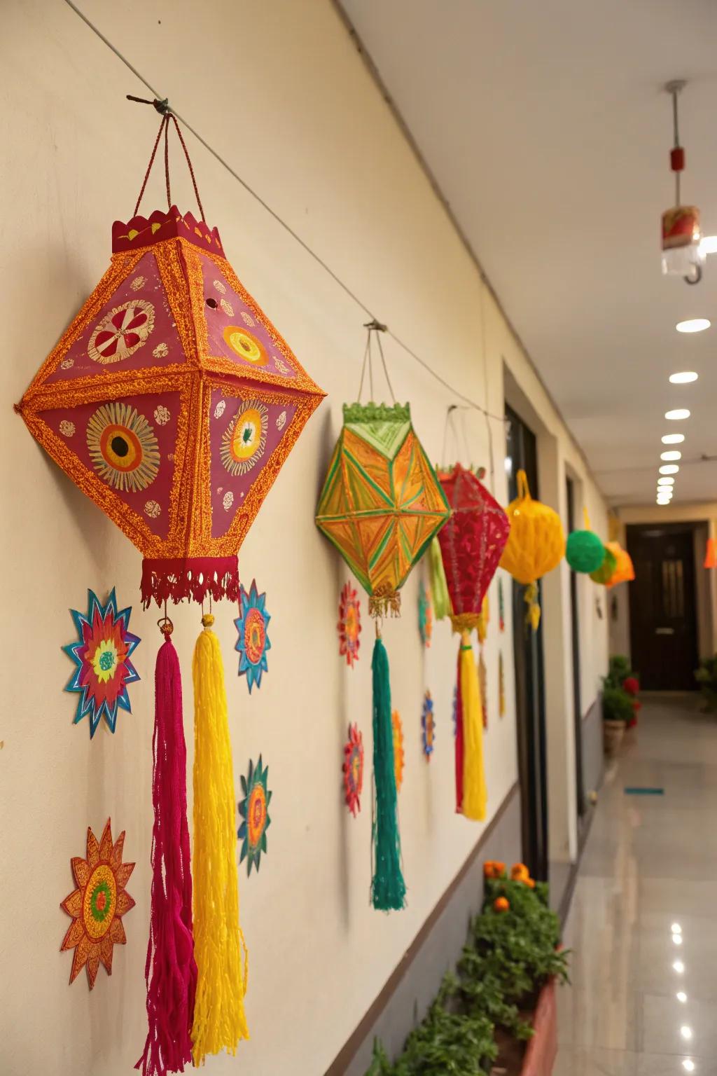 Personalized wall decorations provide a unique Diwali touch.