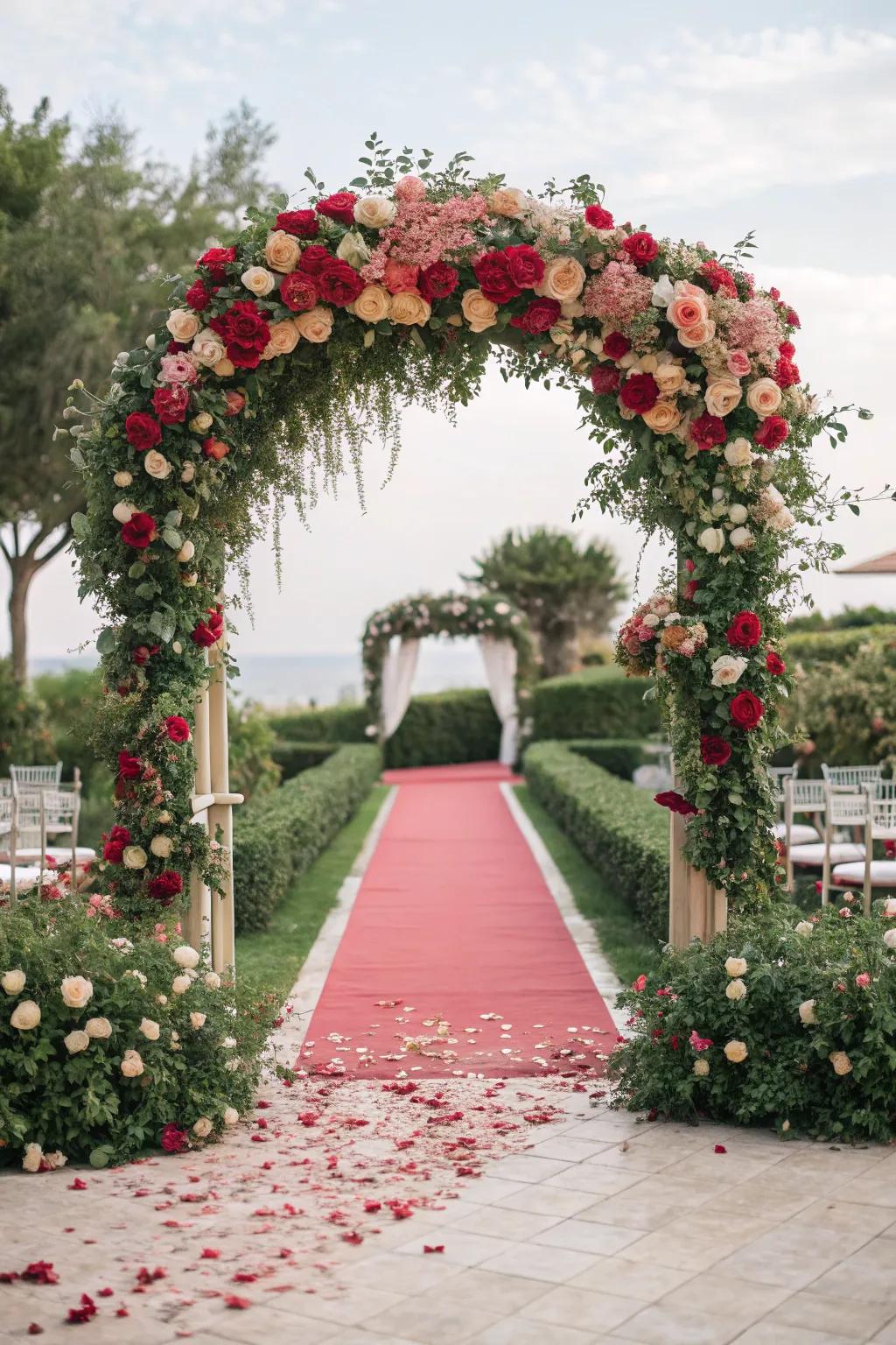 A blossom portal provides a majestic entrance to your wedding aisle.