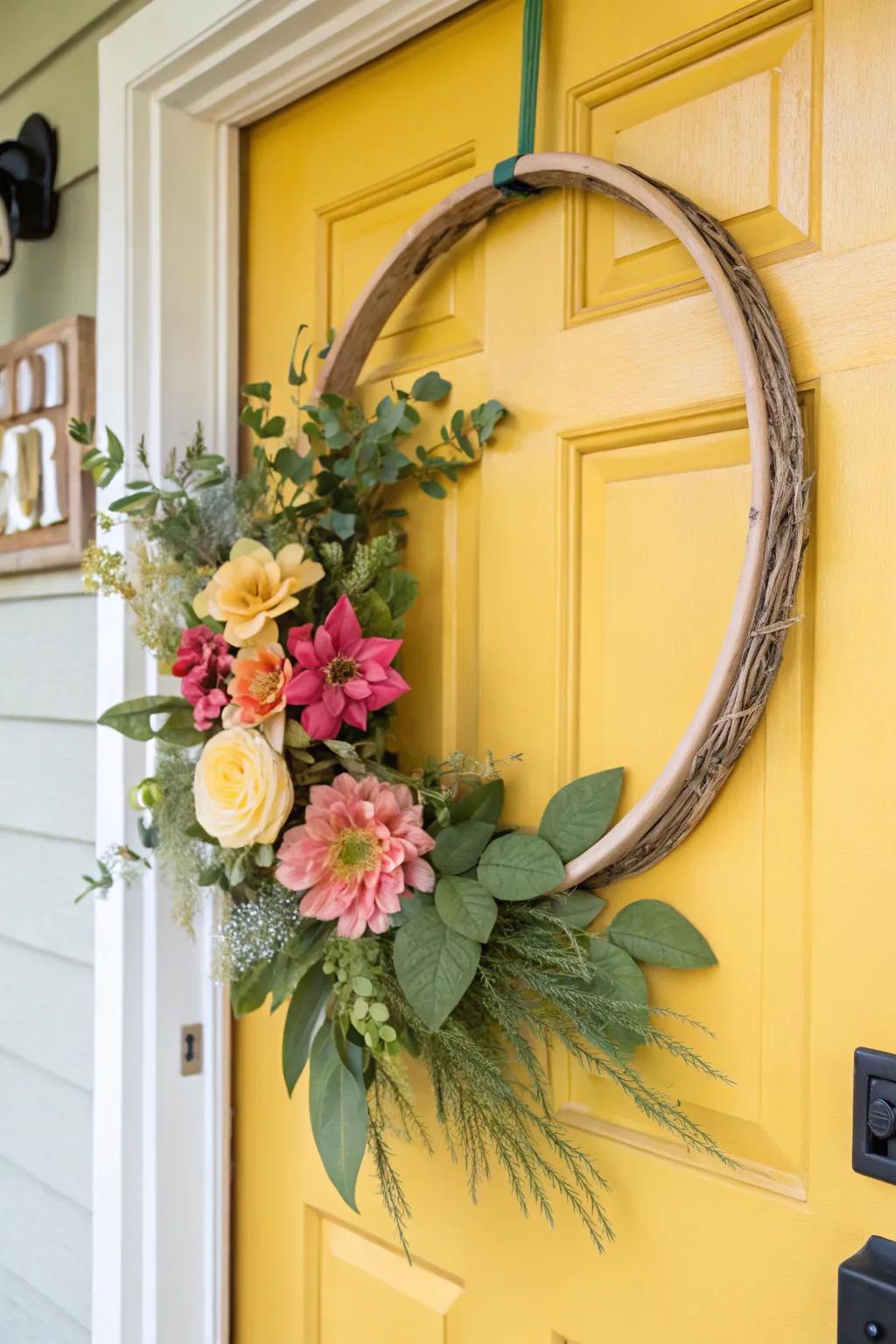 A floral door hanger adds a burst of vibrancy and vitality to your door.