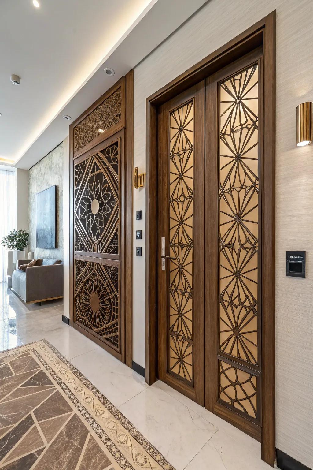 A contemporary take with DIY geometric wood panels.