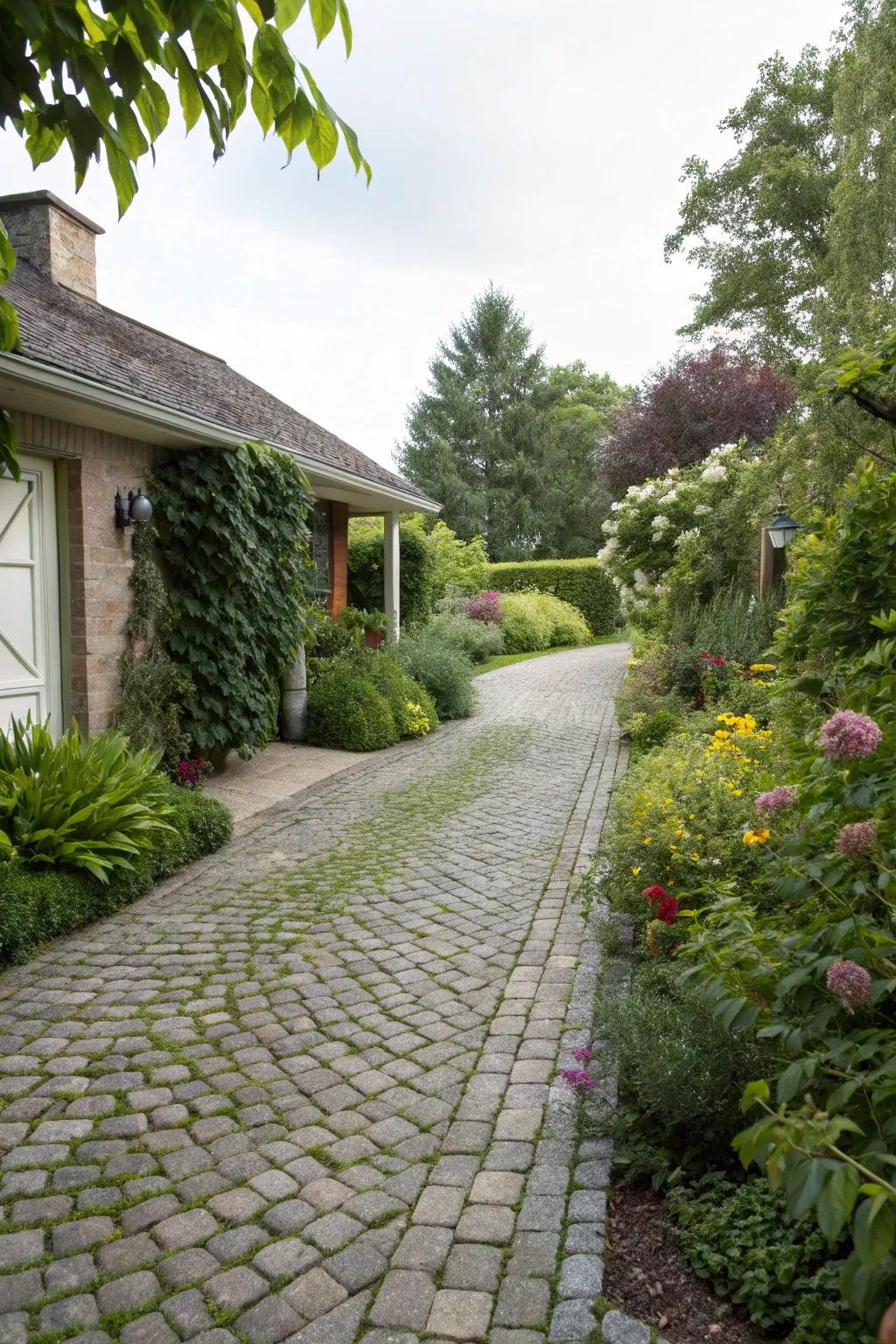 Cobblestone driveways embody timeless sophistication and resilience.