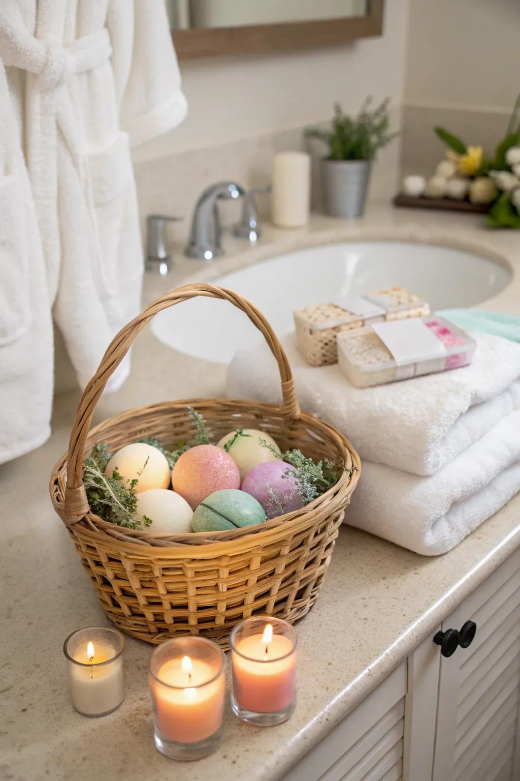 An Easter basket inspired by spa treatments for ultimate relaxation.
