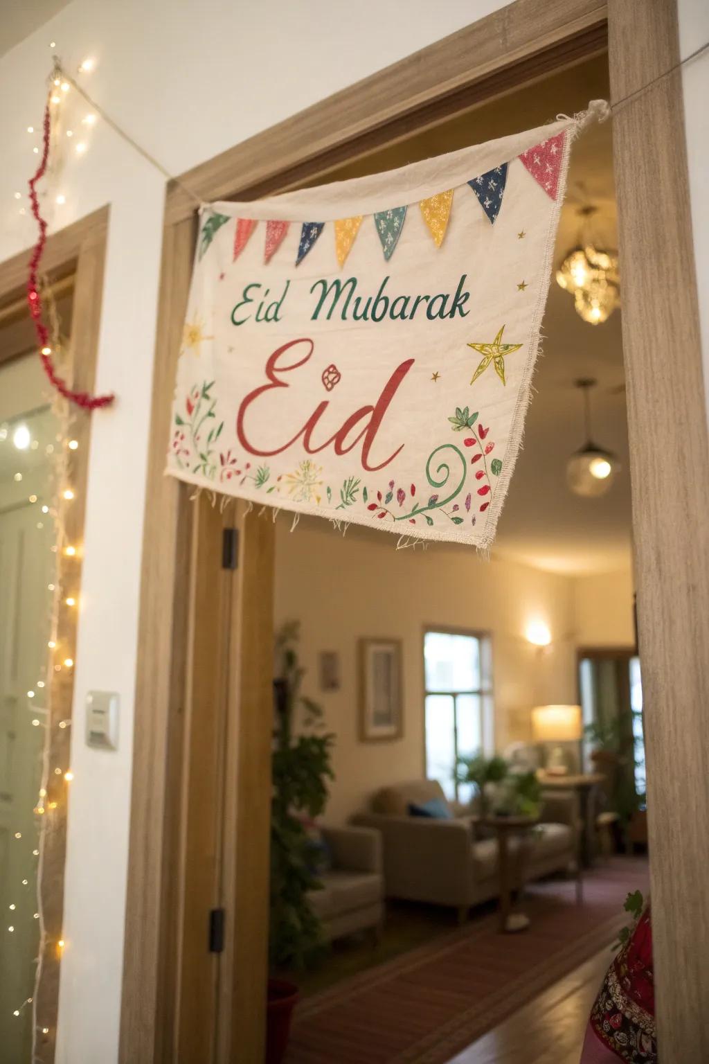 Welcome your visitors with a heartwarming 'Eid Mubarak' banner.