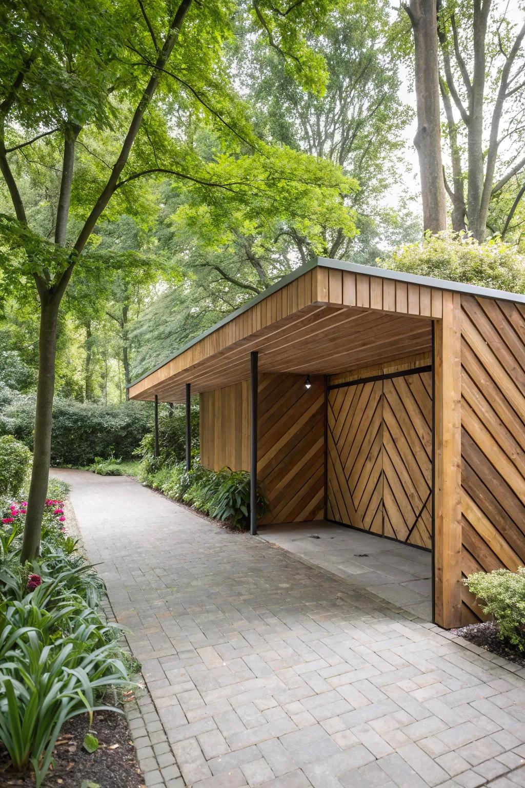 Wood cladding can bring warmth and elegance to your carport.