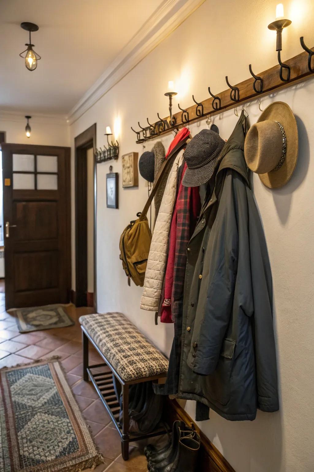 Use the wall space with beautiful wall-mounted hooks.