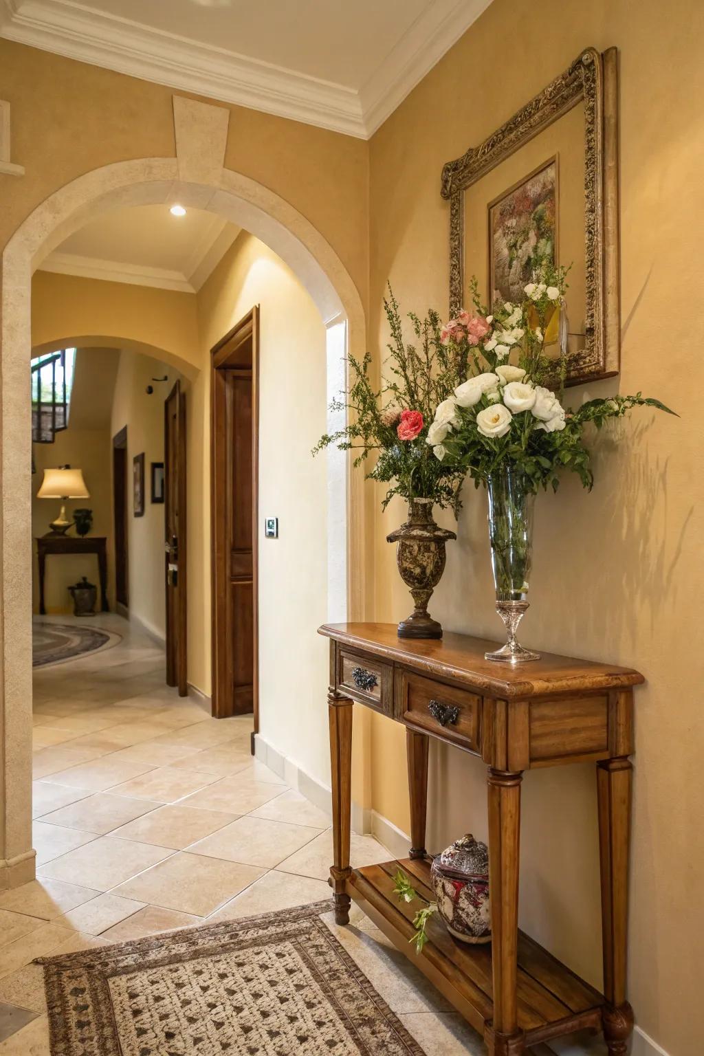 Extend a cozy welcome with warm taupe shades.