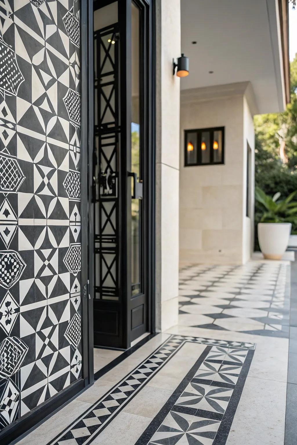 Geometric patterns give a modern edge to any entryway.