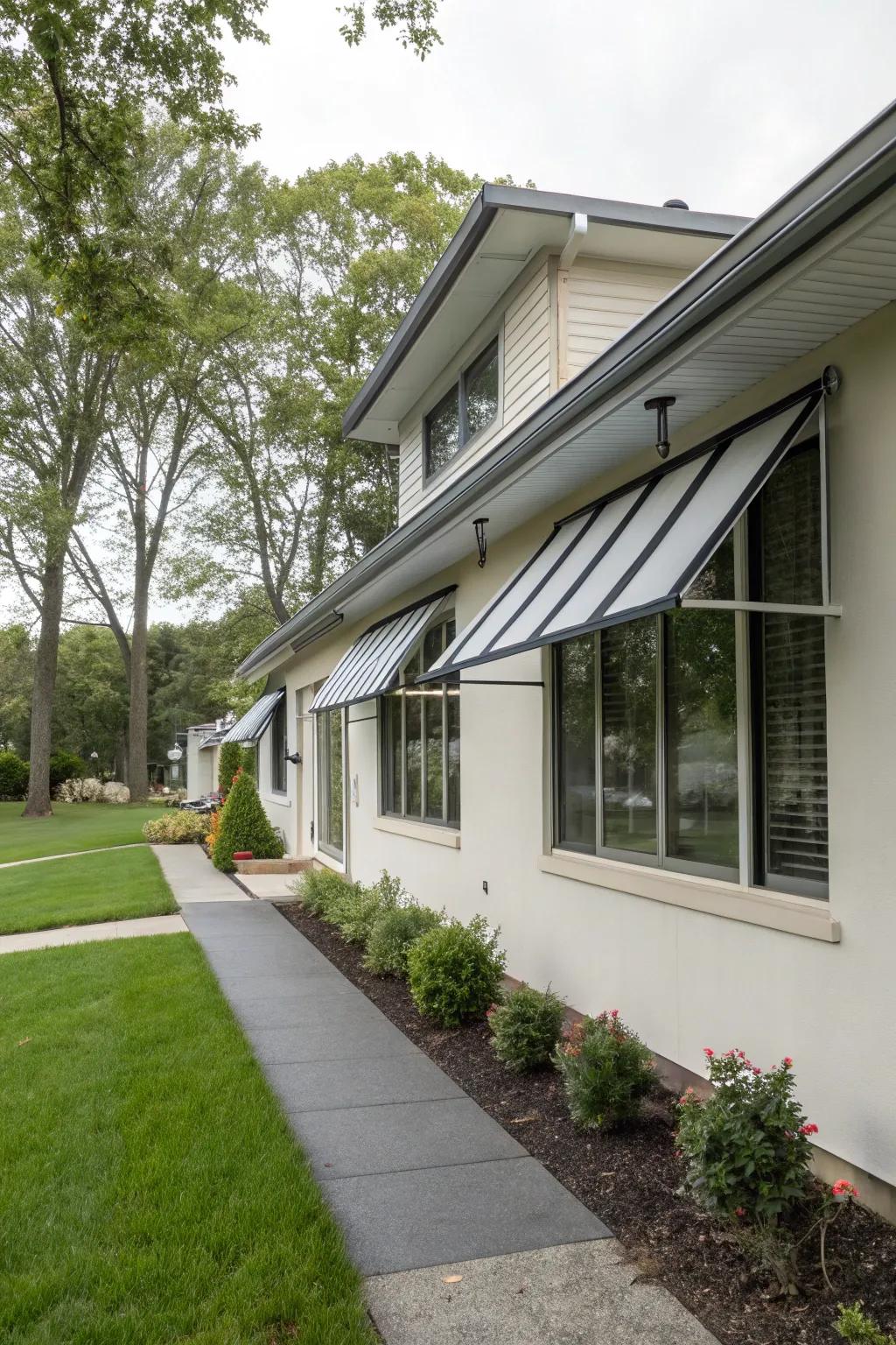 Elegant aluminum shades enhancing a contemporary home's design.