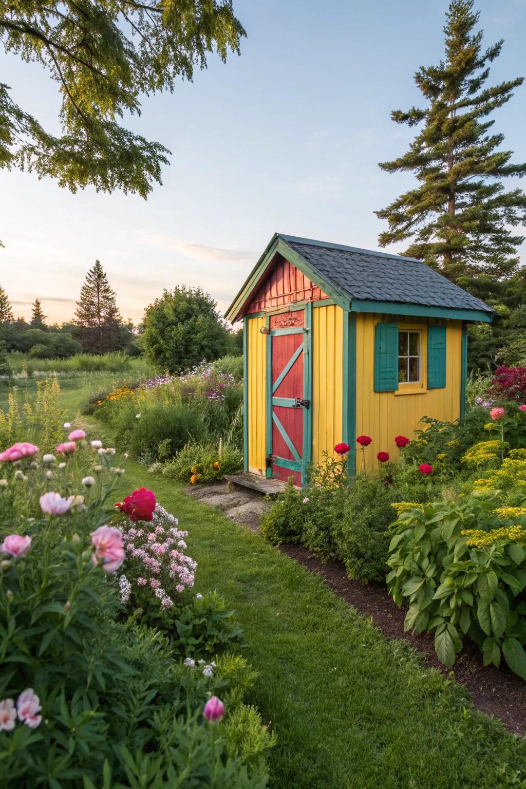 A bold paint color can breathe new life into any shed.
