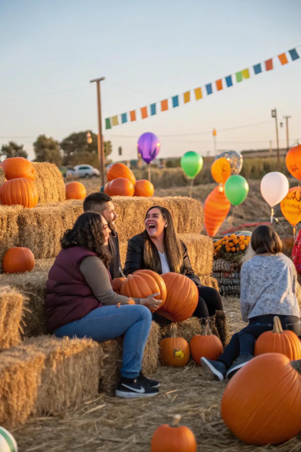 Birthday celebration at a harvest field.