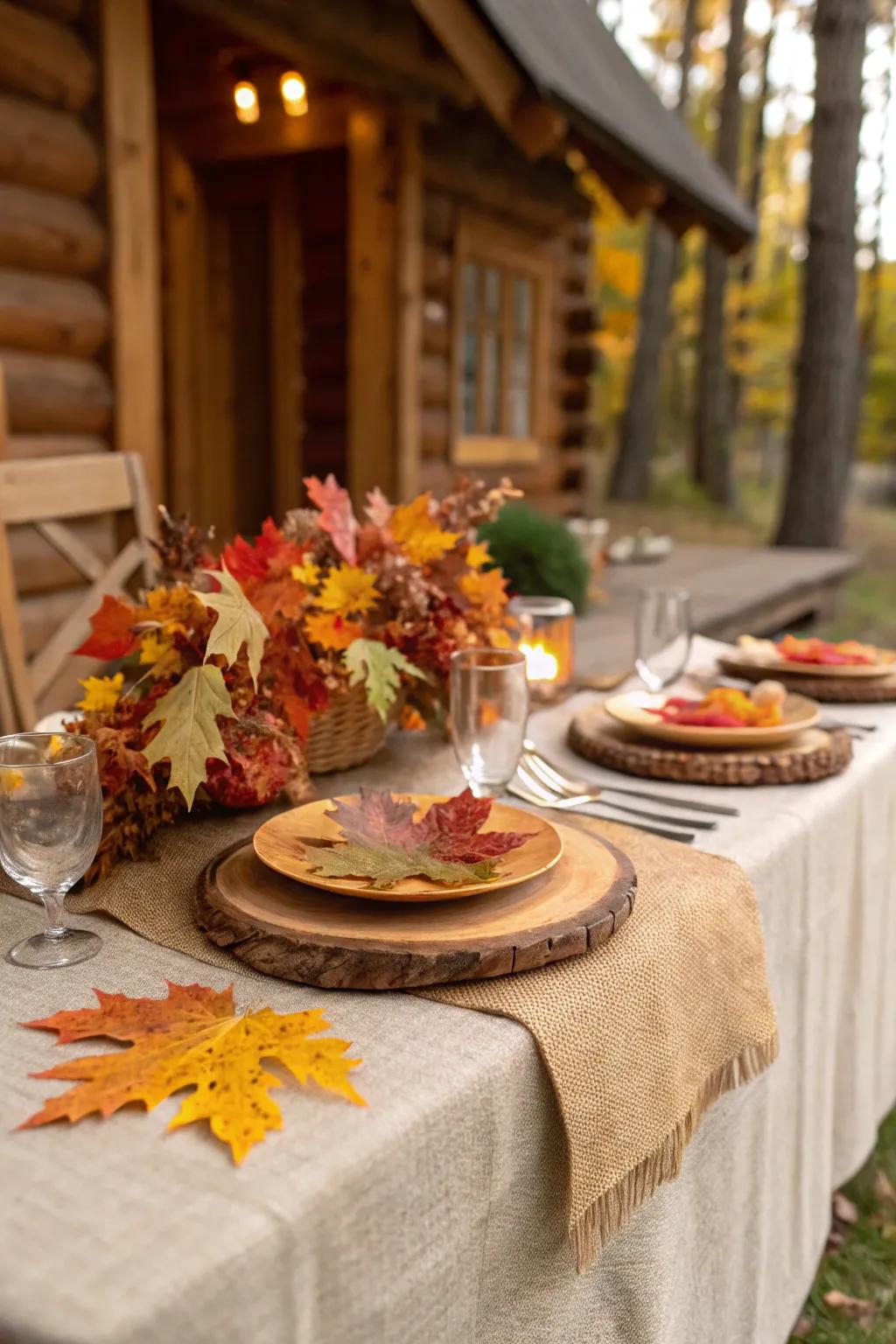 Earthy components contribute warmth and appeal to your fall dining table.