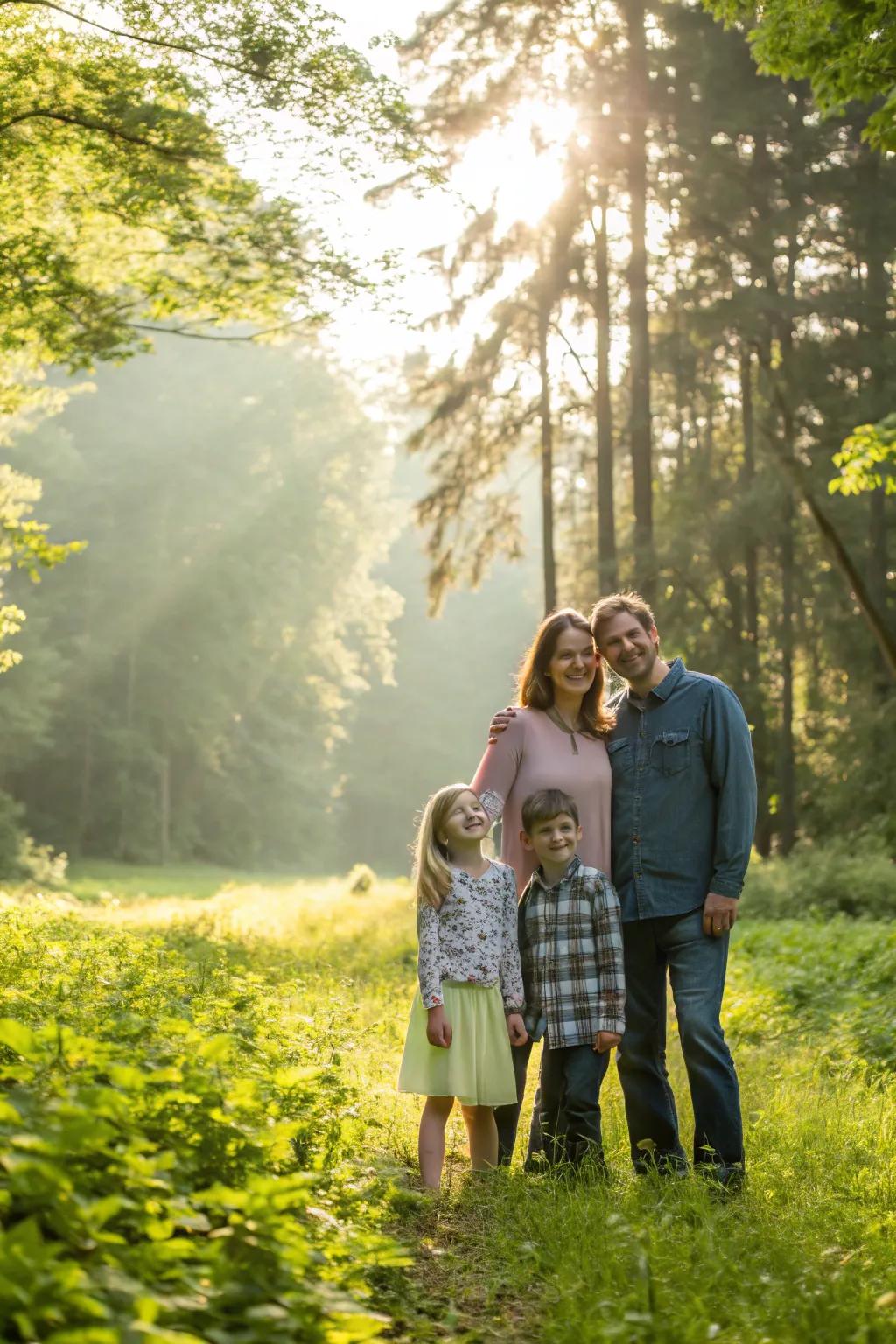 Document nature's allure with a forest clearing scene.