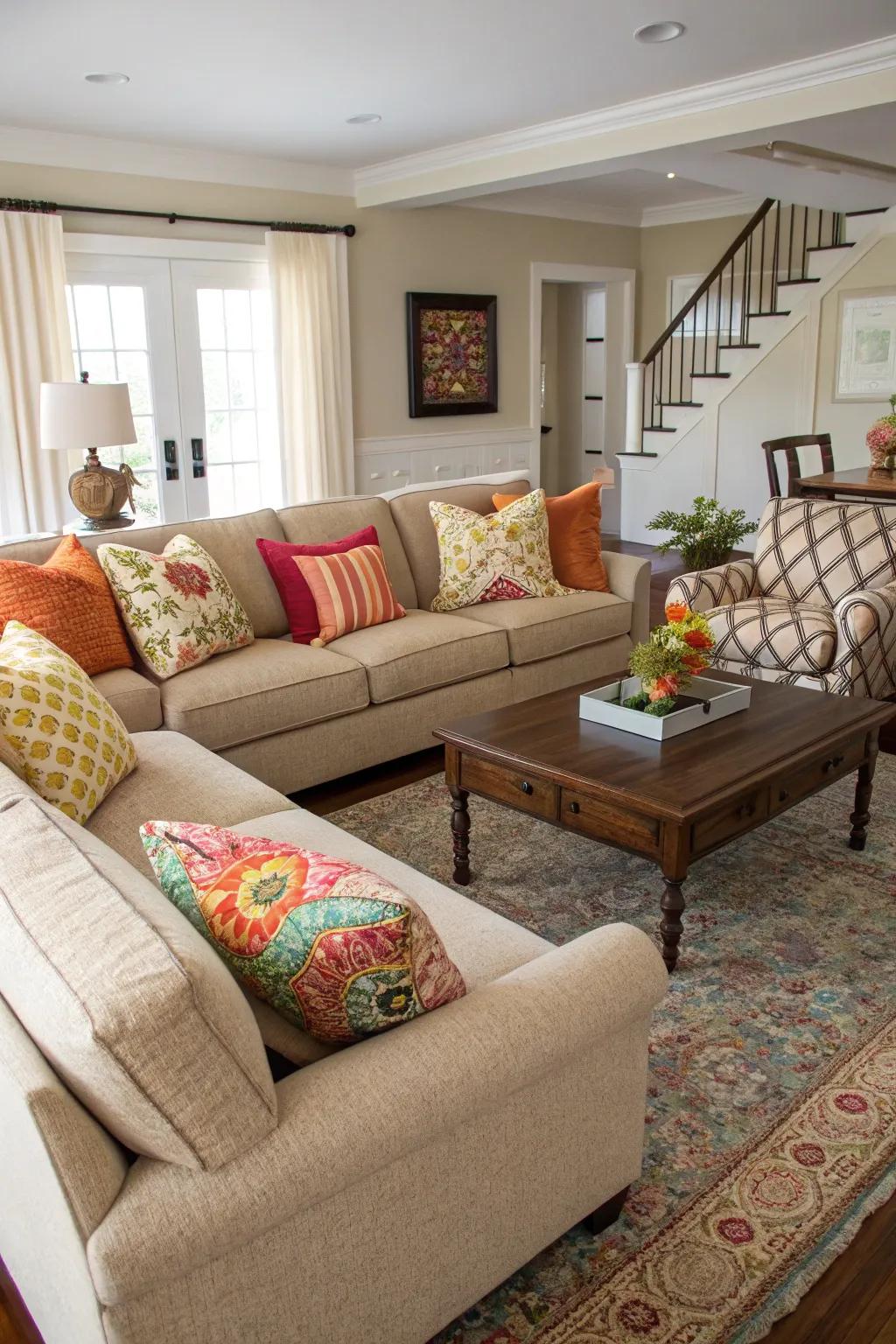 Seating suited to each room's purpose.
