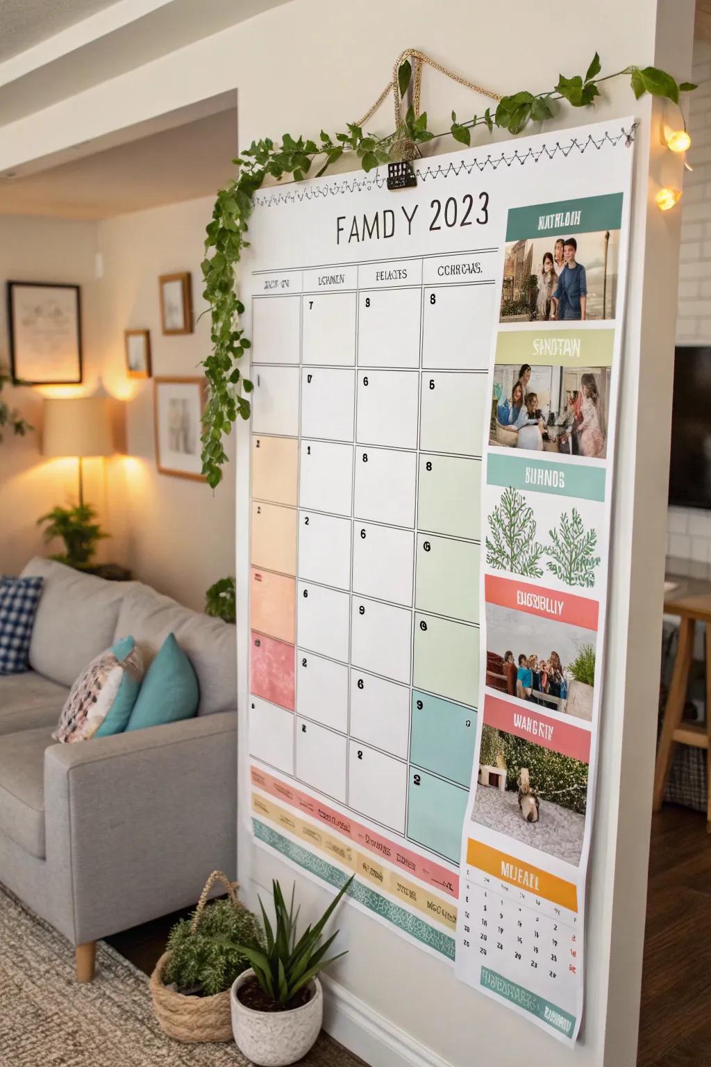 A color-coded organizer keeps the family synchronized.