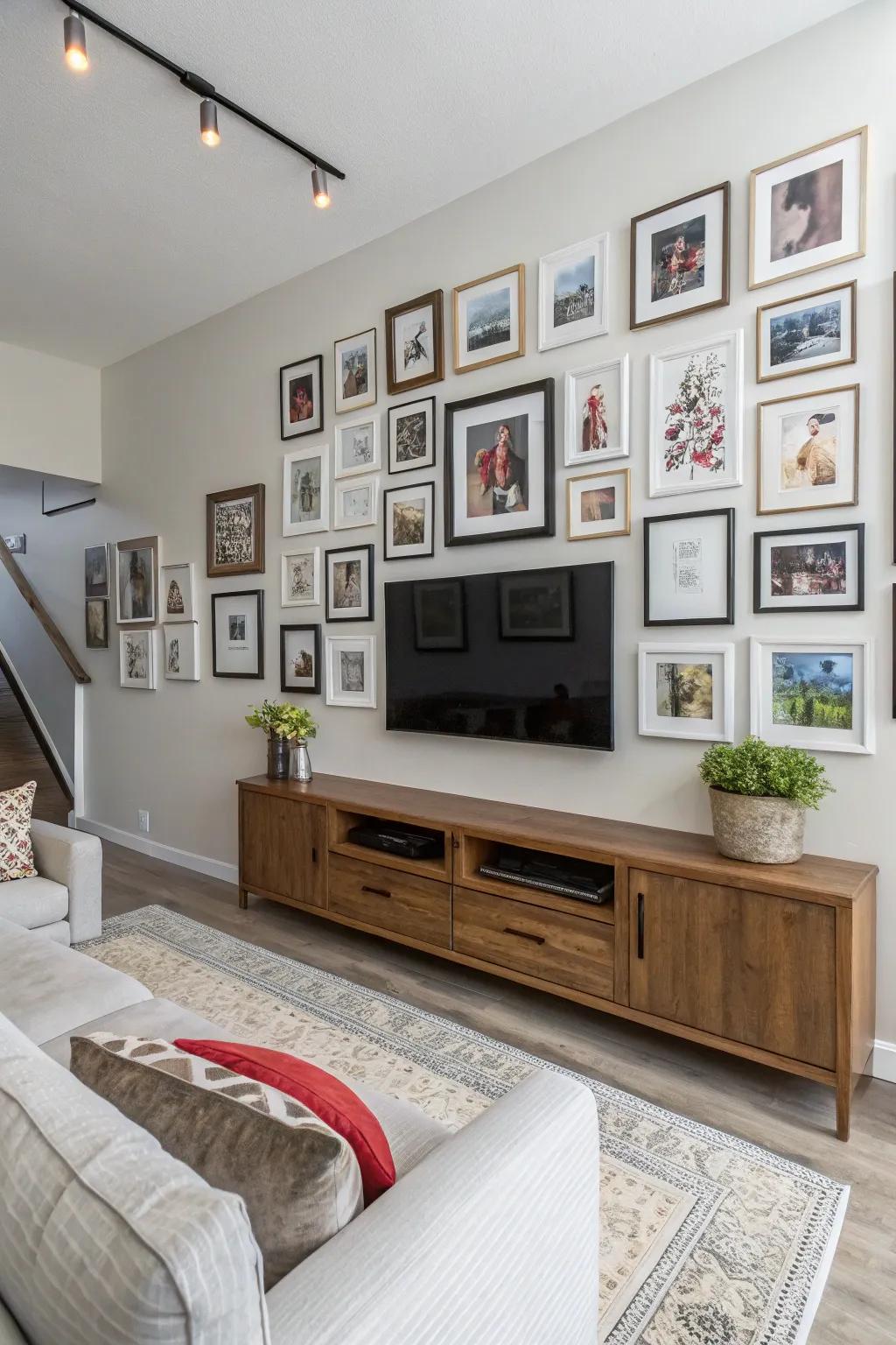A gallery wall showcasing family memories as art.