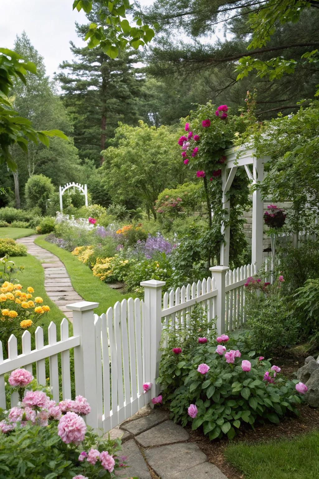 Timeless ivory boundaries provide a classic elegance that enhances any garden.