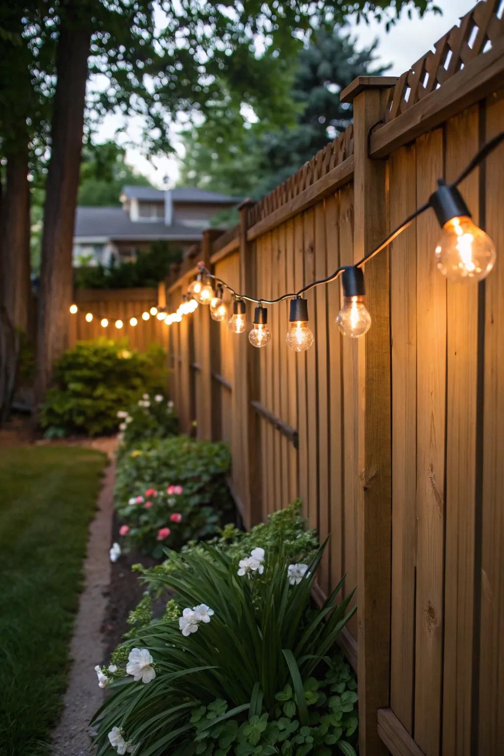 Twinkle lights bestow a magical charm to any fence.