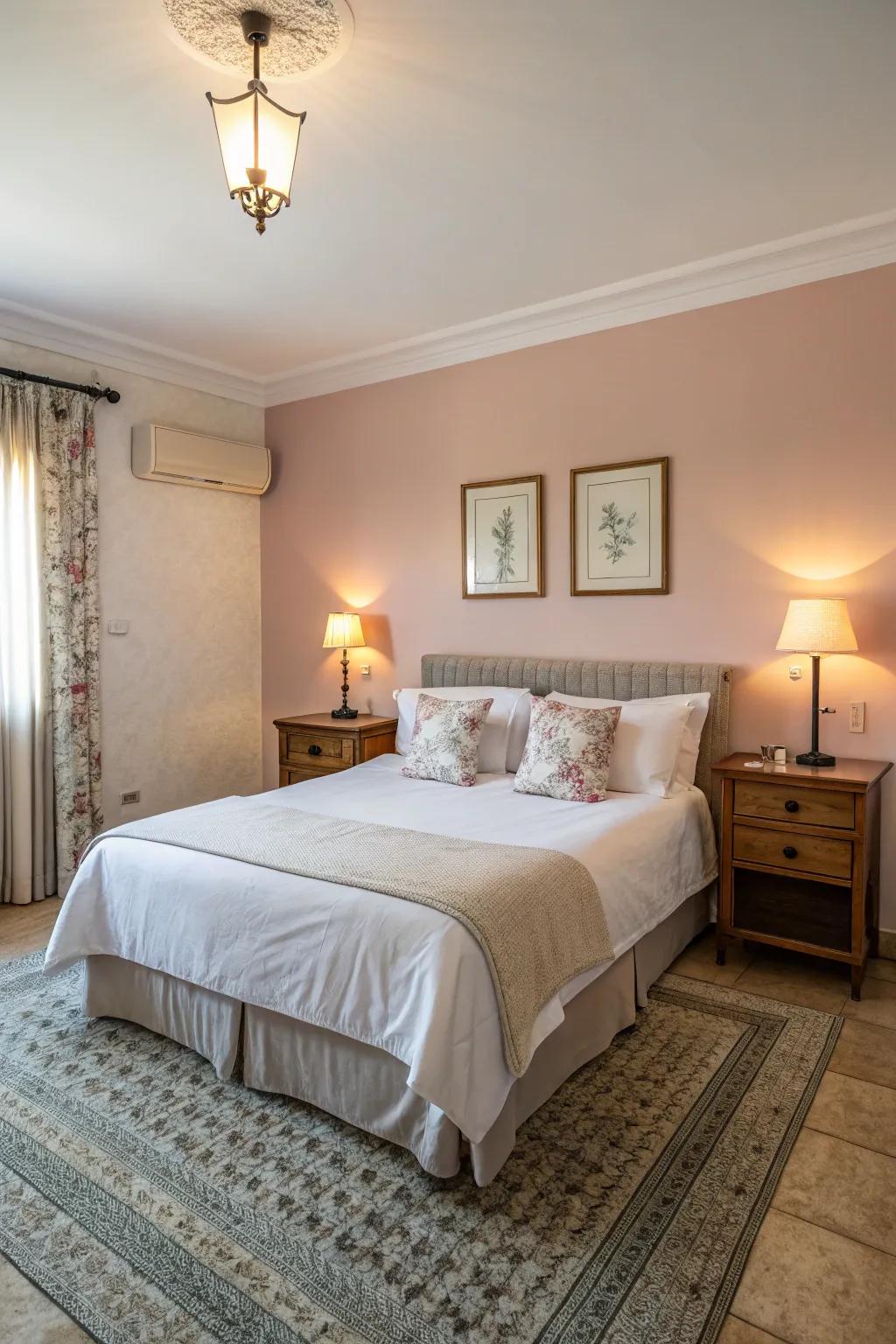 A symmetrical bedroom arrangement encourages harmony and balance.